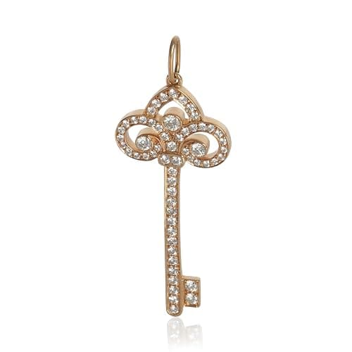 Tiffany & Co., Pre-Loved Fluer De Lis Pendant Necklace, Rose Gold, Diamond, 37 mm - Image 1