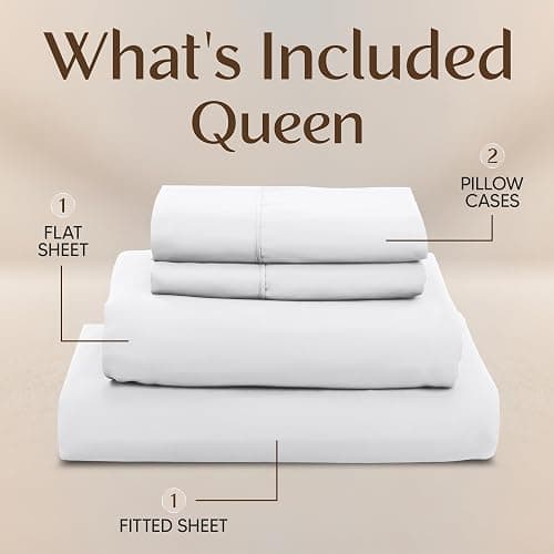 Utopia Bedding Queen Size Sheet Set – 4 Piece Bed Sheets, Soft and Breathable Microfiber, Includes 1 Fitted Sheet, 1 Flat Sheet and 2 Pillowcases – Oeko Tex (White) thumbnail 3
