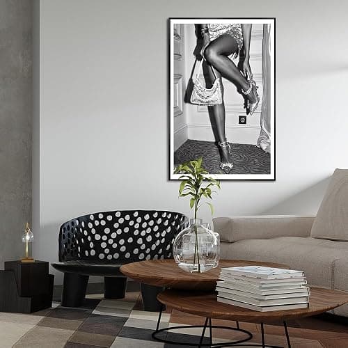 High Fashion Poster Trendy Black and White Wall Art Retro Girl Luxury Feminist Canvas Prints Beautiful Chic Woman Picture for College Dorm Batchroom Bedroom Room Decor 16x24in Metal Black Frame thumbnail 3