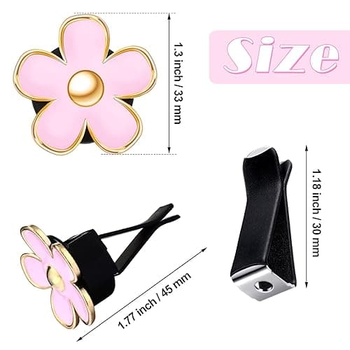 Frienda 6 Pcs Daisy Flower Air Vent Clip Accessories Air Conditioning Outlet Clip Car Air Freshener Dashboard Accessories Charm Car Inter Decor(3 cm, 3.3 cm,Red, Pink, White) - 1 Count (Pack of 6) - Red, Pink, White thumbnail 2