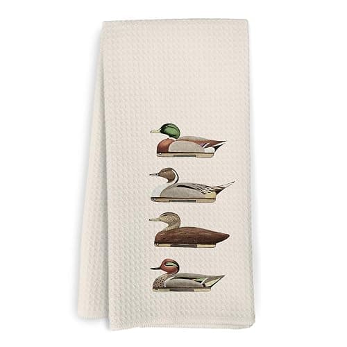 KFXHANGD Retro Duck Mallard Kitchen Towels, Hunting Gift Dish Towels, Rustic Farmhouse Ducks Decoy Decorative Hand Tea Towel for Bathroom Kitchen, Hunting Gifts for Mallard Duck Lovers Dad, 16x24 in - Image 1