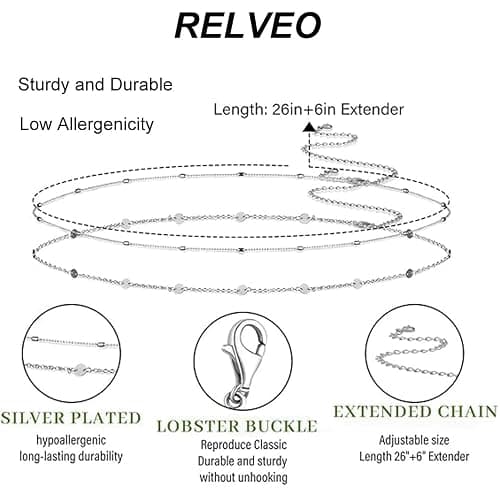 Relveo 2PCS Gold Silver Waist Chain Adjustable Layered Belly Chain Body Chain Jewelry for Women Sexy Bikini Beach Boho Pearl Beaded Cuban Satellite Waist Chains thumbnail 5