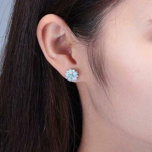 CiNily Flower Earrings,Opal Stud Earrings Sterling Silver or White Gold/Rose Gold Plated Ladies Flower Stud Earrings Cute Unique Earrings for Girls thumbnail 4