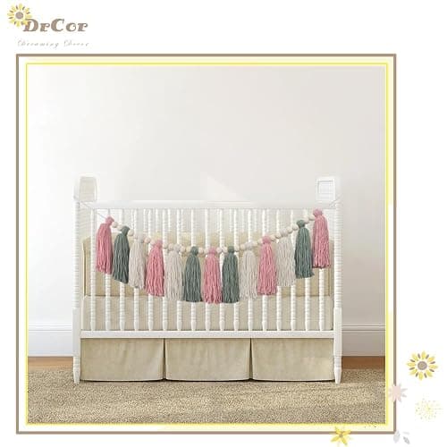 DrCor Pastel Tassel Garland – Pink & Sage Green Boho Spring Garland for Nursery, Classroom Decor, Baby Shower, Kids Room, Birthday Party, Dorm & Home Wall Hanging thumbnail 6