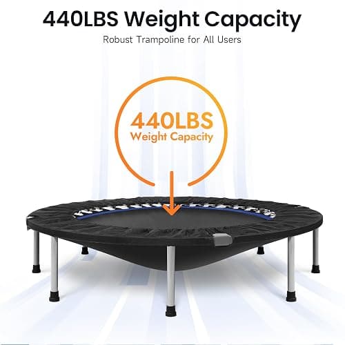 BCAN 38"/40''/48'' Foldable Mini Trampoline Fitness Trampoline with Safety Pad,Rebounder Exercise Trampoline for Adults Indoor/Garden Workout,Max Load 300lbs/440lbs thumbnail 2