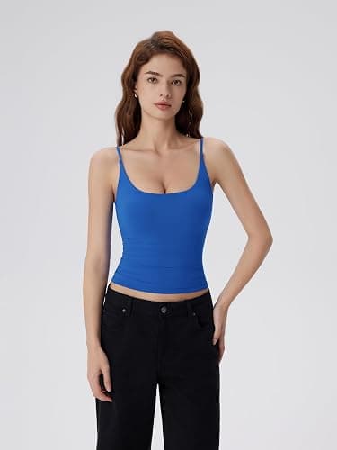 SUUKSESS Women Padded Scoop Neck Tank Tops Double Line Going Out Basic Camisole Top thumbnail 2