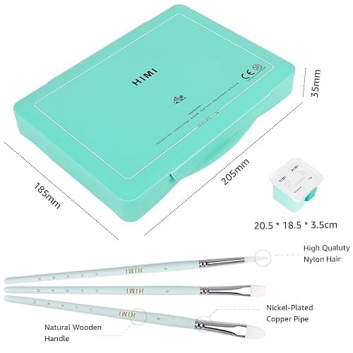 ABEIER HIMI Gouache Paint Set, Twin Cup 48 Colors x 12ml/0.4oz with 3 Brushes & a Palette, Non-Toxic, Jelly Guache Paint for Canvas and Watercolor Paper - Perfect for Beginners, Students, Artists - 48 COLOURS thumbnail 2