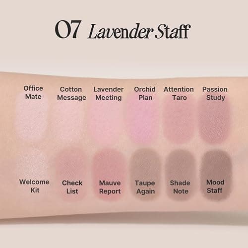CLIO Pro Eye Palette Air, 12-Color Eye Shadow Palette, Matte Shimmer Mix, Air-Fit Blendable Pigmented Buildable Color, Low Fallout, Cool Mauve Neutral Tone, Daily Korean Makeup (07 LAVENDER STAFF) thumbnail 4