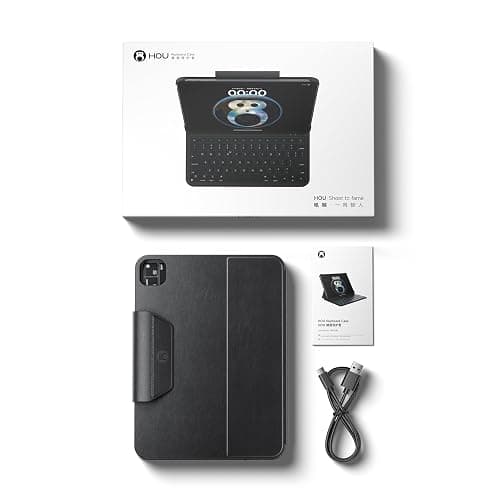 HOU Hülle mit Tastatur für iPad Air 11 Zoll (M3/M2) & Air 5./4. Gen & iPad Pro 11 Zoll (M4/4./3./2./1. Gen) – Leicht und tragbar, Weltraumleder, verstärkte Vier-Ecken-Schutz, QWERTZ thumbnail 9