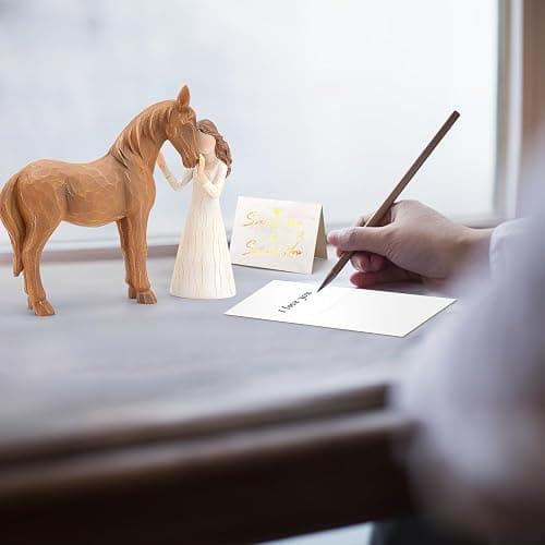 Vofstand Horse Gifts for Girls Women - Girl Embraces Horses Figurine Gifts for Horse Lovers Women Sculpted Hand-Painted Resin Decor Cowgirl Equestrian Gifts Stuff thumbnail 7