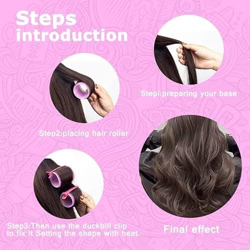 Self grip hair roller set,18 pcs,Hair rollers with hair roller clips and comb,Salon hairdressing curlers,DIY Hair Styles, Sungenol 3 Sizes Rose red Hair Rollers in 1 set thumbnail 3