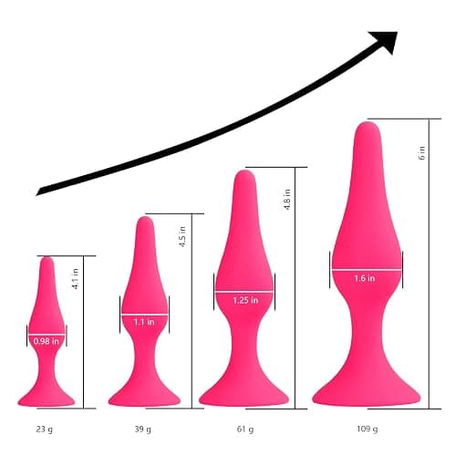 Anal Plug Sex Toys,HISIONLEE 5PCS Sex Anal Toys Silicone Butt Plug Training Kit for Adult Sex Toys & Games Women Male and Beginners (Rose Red) thumbnail 3
