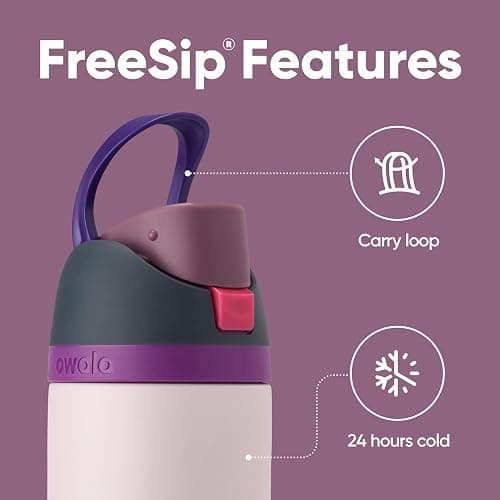 Owala FreeSip Insulated Stainless Steel Water Bottle with Straw for Sports and Travel, BPA-Free, 24oz, Dreamy Field thumbnail 2