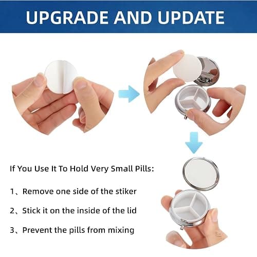 EveryBling Medicine Organizer Box Pocket Pharmacy Bling Travel Pill Case Box for Purse Mini Pill Holder Organizer Small Pill Container for Vitamin(Silver) thumbnail 3