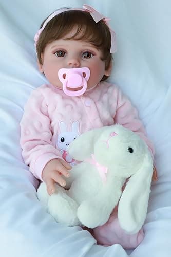SCOM Realistic Reborn Baby Dolls - 18 Inch Real Life Baby Girl, Silicone Doll with Anatomically Correct Full Body Vinyl, Newborn Lifelike Toddler Accompanied by Rabbit Plush Toys for Ages 3+ Gift thumbnail 3