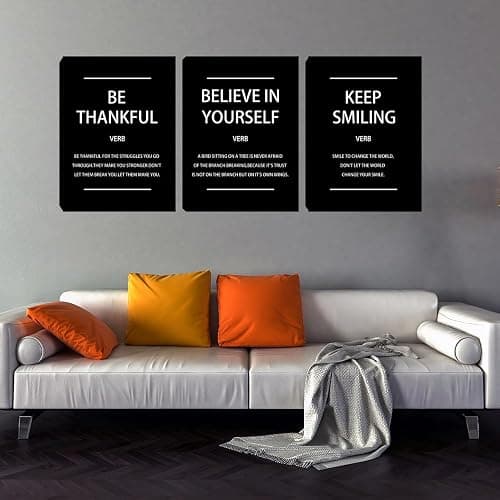 Inspirational Quotes Poster Print Canvas Wall Art 3 Pieces Black Decorations for Gym Living Room Bedroom Workplace Office Wall Decor 20"x28"x3 thumbnail 2