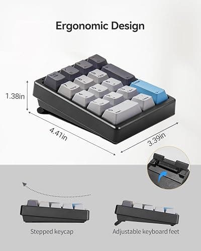 Kisnt Mechanical Number Pad,Hot Swappable Numpad Wired USB 17 Keys Keypad White Backlit Numeric Keypad with PBT Keycaps for Laptop PC Compact Keyboards (Black, Brown Switch) thumbnail 8