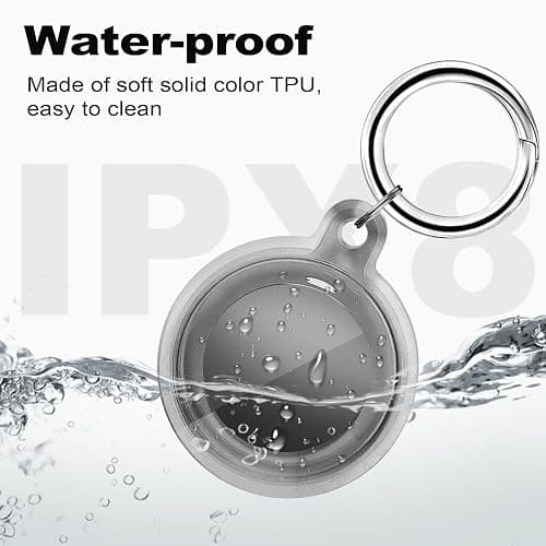 Foweroty IPX8 Waterproof Case for AirTag 2nd Gen (2026) & 1st Gen, Full Body Holder Keychain, Anti-Scratch Cover for Apple for Air Tags, Luggage, Pet Collar, Car Keys, Kids, Clear Black thumbnail 2