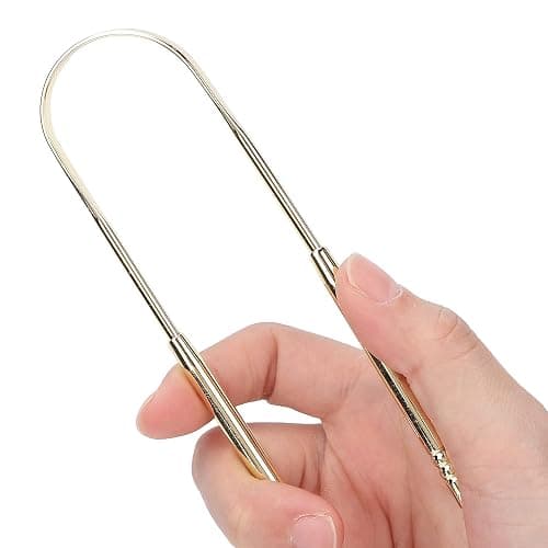 2pcs Tongue Scraper for Adults Stainless Steel U Shape Tongue Cleaner Reduce Bad Breath for Oral Care Hygiene(Gold) thumbnail 4
