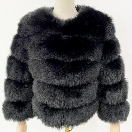 ZhuiKun Women's Faux Fur Coat Short Artificial Fur Overcoat Solid Thick Outerwear Shaggy Parka Cardigan Jacket thumbnail 5