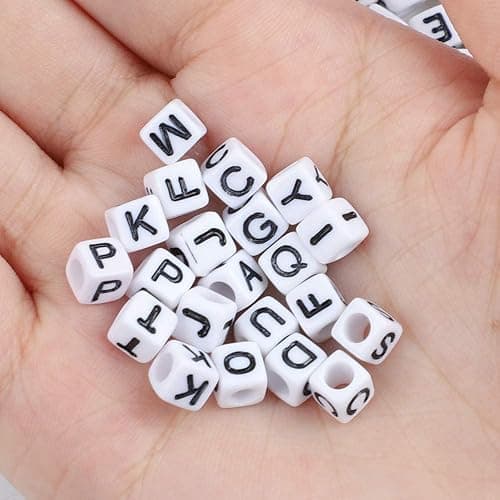 Quefe 1440pcs Acrylic Letter Beads White Cube Sorted Alphabet Beads for Jewelry Making, Bracelets, Necklaces, Key Chains (6 x 6mm) thumbnail 5