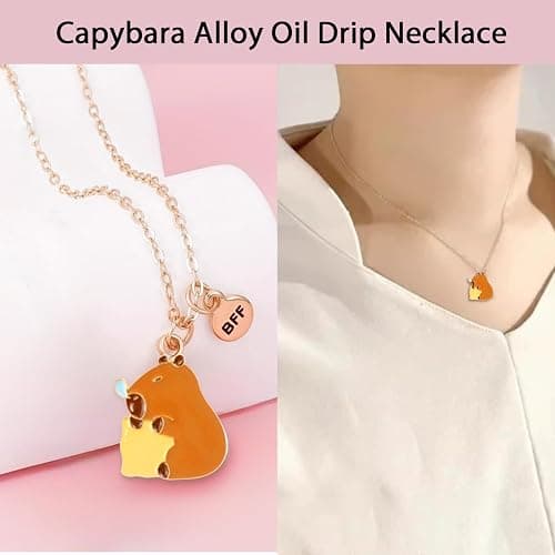 Mangpung Capybara Gifts,Kawaii Capybara Hair Accessories Gift Set Include Cute Capybara Hair Clips,Headband,Hair Band,Hair Ties,Purse,Stickers,Necklace,Bracelet,Christmas Birthday gift Set thumbnail 5