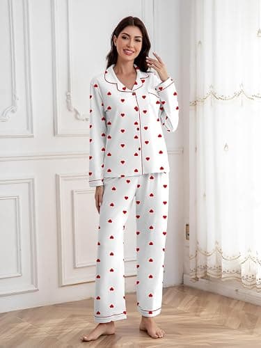 QZH.DUAO Girl & Women's 100% Cotton Pajamas Set Long Sleeve Button Down Sleepwear Nightwear Soft Pjs Sets, 5 Years - L thumbnail 5