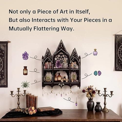 Gothic Decor, Trinket Shelf, Witchy Goth Wall Decor, Crystal Shelf Display | Gothic Room Decor, Wall Shelf for Bedroom, Gothic Shelves, Witchy Home Decor, Vintage Shelf, Whimsy Goth Decor, Goth Gifts thumbnail 5