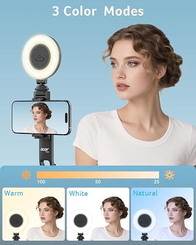 acer Auto Face Tracking Tripod for iPhone/Cell Phone/Android/Camera with Light and Remote, 64", No App, 360°Rotating Tripod Selfie Stick for Tiktok YouTube Vlog Live Streaming Video Recording thumbnail 7