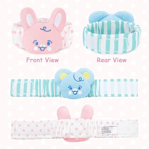 LittleForBig Adult Wrist Rattles Soft Adjustable Bracelet with Bell for Adult - Baby Parade Pattern 2-Pack thumbnail 4