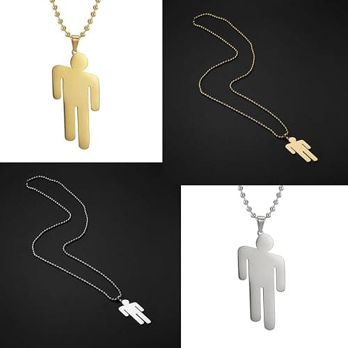 DUINIU 2 Pieces of Little People Necklaces, Stainless Steel Couple Pendant Necklaces, Chain Length of 60cm, Suitable for Valentine's Day, Christmas and Birthday Gifts Steel, Gold. thumbnail 4