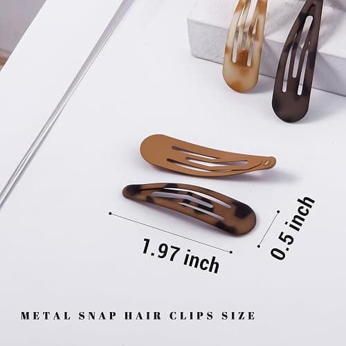Cptots Small Hair Barrettes For Women No Slips Metal Snap Clips For Thin And Fine Hair,Matte Black Tortoiseshell,20 PCS,1.97 x 0.5 Inch. thumbnail 2