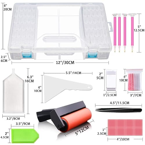 ARTDOT 64Jars Storage Containers for Diamond Art Kits,Portable Storage Organizer for Diamond Painting Accessories and Tools thumbnail 7