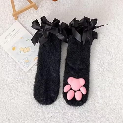 HOMEGYMFREE Cat Paw Socks, Thigh High Soft 3D Paw Pad Toe Beans Stockings for Women Cat Cosplay thumbnail 5