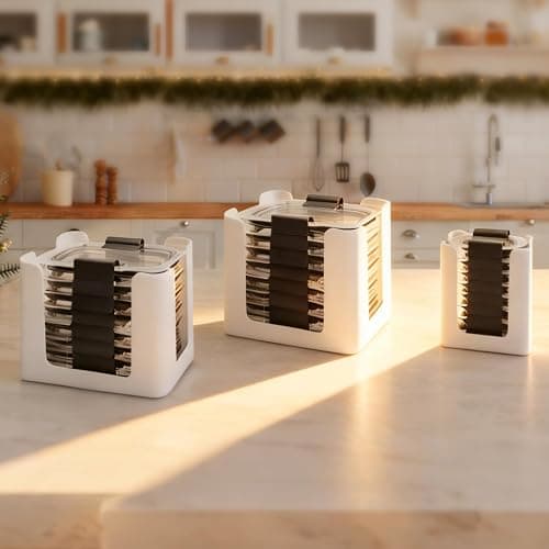 Food Storage Container Lid Organizer for Rubbermaid Brilliances nap-on lids | Food Container Lid Organizer for Kitchen Cabinet (3-Piece) - Holds 24 Lids for 4.7 & 3.2 Cup,1.3 Cup,0.5 Cup (White) thumbnail 7