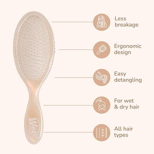 Wet Brush Original Detangler & Mini Hair Brush Gift Pack, Cream (Iridescence Icon) - IntelliFlex Bristles - Detangling Brush Glides Through Tangles For All Hair Types (Wet & Dry), Limited Edition thumbnail 3