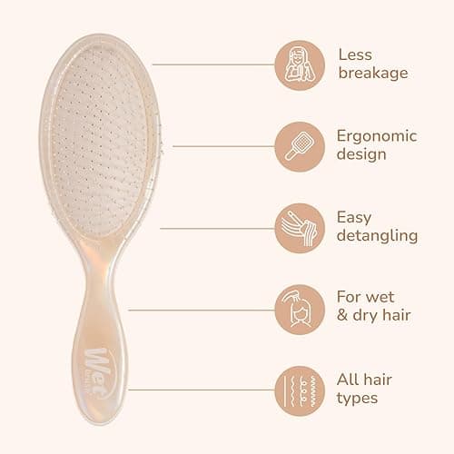 Wet Brush Original Detangler & Mini Hair Brush Gift Pack, Cream (Iridescence Icon) - IntelliFlex Bristles - Detangling Brush Glides Through Tangles For All Hair Types (Wet & Dry), Limited Edition thumbnail 4