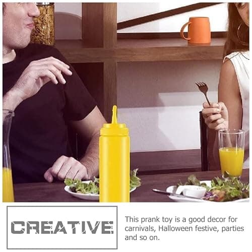 STOBOK 2Pcs Fake Mustard and Ketchup Bottle Funny Fake Salad Dressing Bottle Prank Toys Phoney Condiment for Adults Kids Halloween Party thumbnail 4