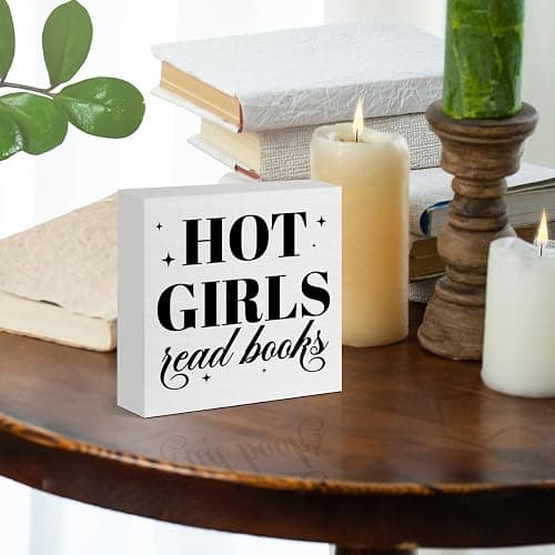 Book Lover Nerd Bookworm Reader Bookish Wooden Box Sign Decor for Home Room Office Bookshelf Desk Decorations, Reader Book Nerd Lover Bookworm Bookish Gifts for Librarian Women, Hot Girls thumbnail 4