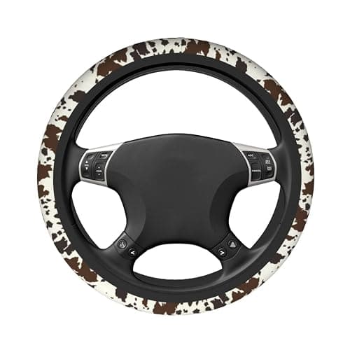 Brown Western Cow Print Steering Wheel Cover for Women Men with 2 Pcs Car Coasters, 15 Inches Neoprene Anti-Slip Cute Universal Car Accessories Protective Cover for Vehicle thumbnail 9