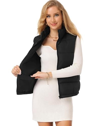 Sinrella Womens Puffer Vest Lightweight Water Repellent 4 Pocket Warm | Womens quilted zip sleeveless puffer vest 4 pockets water repellent fall winter outdoor hiking travel layering thumbnail 3