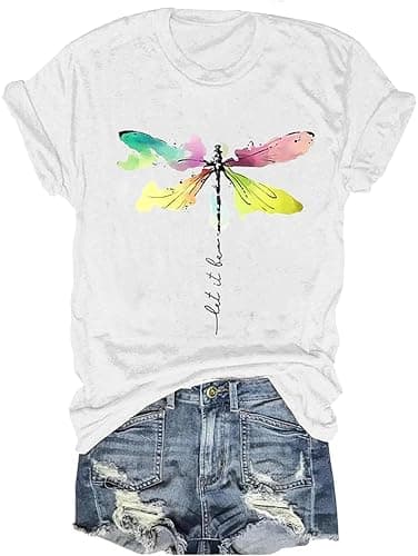 Women's Vintage Floral T Shirt Boho Wildflower Graphic Loose Tees Short Sleeve Casual Tops - Image 1