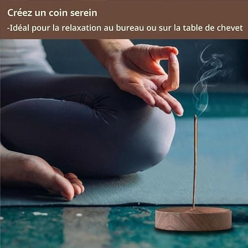 JHEELITE Porte Encens Baton en Bois, Support Brûleur Zen avec Cendres | Bois Massif Naturel, Design Rond Élégant, Pour Amateur Yoga Méditation, Salon Bureau et Cérémonie du Thé thumbnail 3