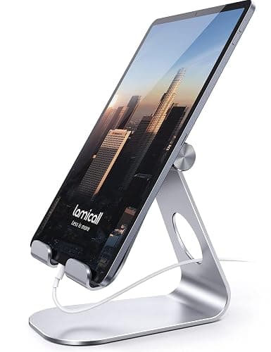 Lamicall Tablet Stand, Adjustable Tablet Holder - Desktop Stand Dock Holder Compatible with 4-13" Tablets Such as iPad Pro 11, 9.7, 10.5, 12.9 Air Mini, Kindle, Tab, iPhone Air 17 Pro Max, Silver thumbnail 8