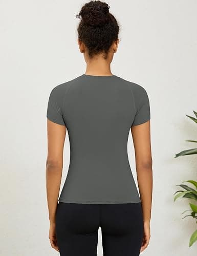 Rapbin Women's Gym Tops Workout Running Yoga Sports Shirts Short Sleeve Athletic Exercise Quick Dry Breathable T-Shirt thumbnail 4