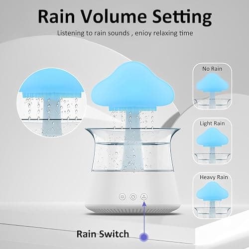 HIERTAOP Rain Cloud Humidifier Water Drip, 2 in 1 Rain Cloud Diffuser, Rain Drop Humidifier, Aromatherapy Essential Oil Diffuser thumbnail 5