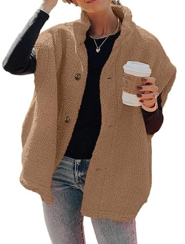Hongqizo Womens Fuzzy Fleece Vest Casual Oversized Warm Button Down Sherpa Vest Jacket with Pockets - Image 1