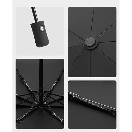 SIEPASA Windproof Travel Compact Umbrella-Automatic Umbrellas for Rain- Folding Umbrella, Travel Compact Umbrella.(Black Polka Dots) thumbnail 7