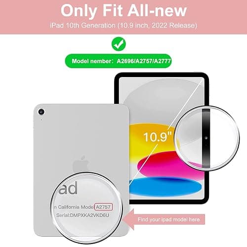 aoub Keyboard Case for iPad (A16) 11th Gen 11 Inch 2025, iPad 10th Generation 10.9 inch 2022 with Pencil Holder, Stand Folio Detachable Wireless Bluetooth Rechargeable Keyboard, Pink thumbnail 2