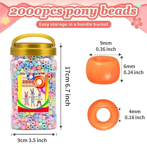 Iooleem Pony Beads(2000pcs Candy Macaroon Pony Beads),Beads for Bracelets Making, Beads for Crafts, Beading Supplies, Friendship Bracelets Making. thumbnail 2